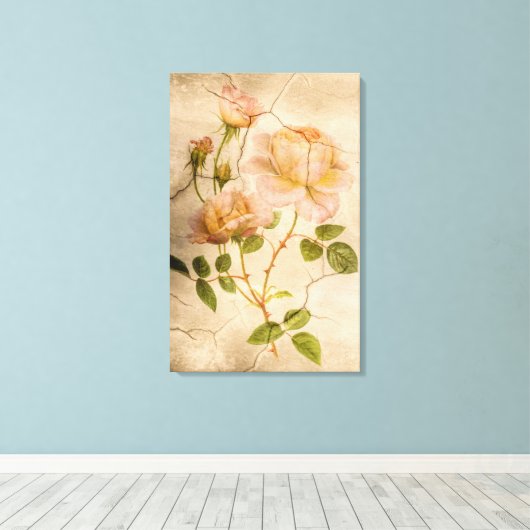  Romantic Shabby Chic Pink Peonies Canvas Afdruk (Insitu (Houten vloer))