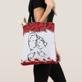 Romantic Silhouette Couple Glamoureuze Hearths Tote Bag (Dichtbij)