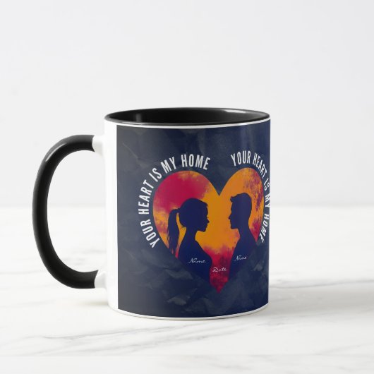 Romantic Silhouette Couple Heart Two-Tone Mug Mok (Links)