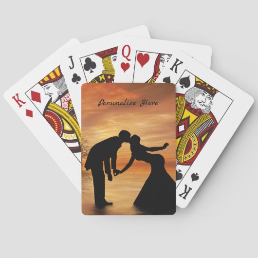 Romantic Silhouette Couple Kissing personaliseren Pokerkaarten (Achterkant)