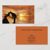 Romantic Silhouette Couple Kissing Surreal Sunset Visitekaartje (Voorkant / Achterkant)