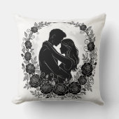 ​Romantic Silhouette Couple Rose Wreath Pillow Kussen (Voorkant)