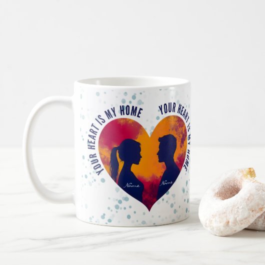 Romantic Silhouette Couple Your Heart Is My Home  Koffiemok (Met donut)