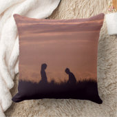 Romantic Silhouette Young People Sunset Foto Kussen (Deken)