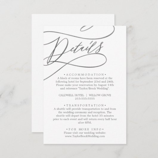 Romantic Silver Calligraphy — Enclosure Kaart (Voorkant / Achterkant)