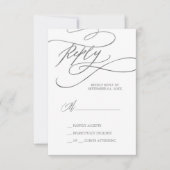 Romantic Silver Calligraphy Simple RSVP Card (Voorkant)