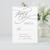 Romantic Silver Calligraphy Simple RSVP Card (Staand voorkant)