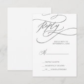 Romantic Silver Calligraphy Simple RSVP Card (Voorkant / Achterkant)