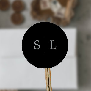 Romantic Silver Calligraphy   Zwarte envelopsluiti Ronde Sticker