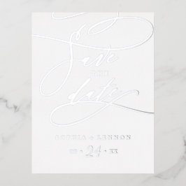 Romantic Silver Foil Calligrafie Save the Date Folie Uitnodiging Briefkaart