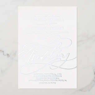 Romantic Silver Foil Calligraphy Flourish Wedding Folie Uitnodiging