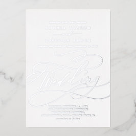 Romantic Silver Foil Calligraphy Flourish Wedding Folie Uitnodiging