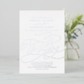 Romantic Silver Foil Calligraphy Flourish Wedding Folie Uitnodiging (Staand Voorkant)