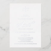 Romantic Silver Foil Calligraphy Monogram Weddensc Folie Uitnodiging (Voorkant)
