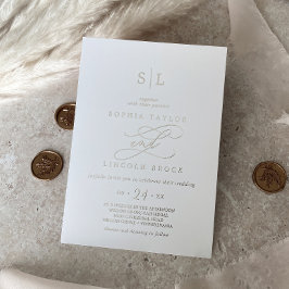 Romantic Silver Foil Calligraphy Monogram Weddensc Folie Uitnodiging