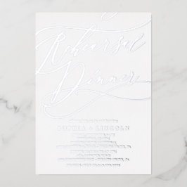 Romantic Silver Foil Calligraphy Rehearsal Dinner Folie Uitnodiging