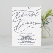 Romantic Silver Foil Calligraphy Rehearsal Dinner Folie Uitnodiging (Staand Voorkant)