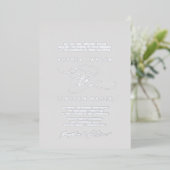 Romantic Silver Foil Grey Flourish Formal Wedding Folie Uitnodiging (Staand Voorkant)