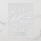 Romantic Silver Foil Grey | Lijst bruiloft Folie Uitnodiging (Voorkant)