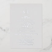 Romantic Silver Foil Grey Monogram Weddenschap Folie Uitnodiging (Voorkant)