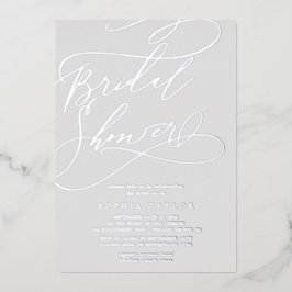 Romantic Silver Foil Grey Vrijgezellenfeest Folie Uitnodiging