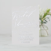 Romantic Silver Foil Grey Vrijgezellenfeest Folie Uitnodiging (Staand Voorkant)