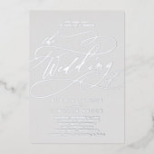 Romantic Silver Foil Grey vult het huwelijk van Folie Uitnodiging (Voorkant)