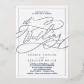 Romantic Silver Foil kalligrafie | Lijst bruiloft Folie Uitnodiging (Voorkant)