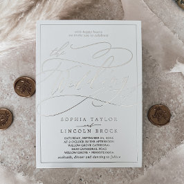 Romantic Silver Foil kalligrafie | Lijst bruiloft Folie Uitnodiging