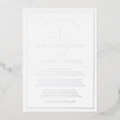 Romantic Silver Foil Monogram Border Weddenschap Folie Uitnodiging (Voorkant)