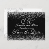 Romantic Silver Glitter Night Sky Aankondigingskaart (Voorkant / Achterkant)