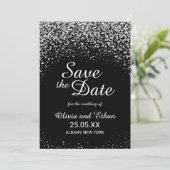 Romantic Silver Glitter Night Sky Save The Date (Staand voorkant)