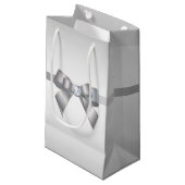 Romantic Silver Ribbon & Gem Bow Klein Cadeauzakje (Voorkant Gekanteld)