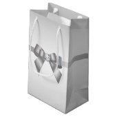 Romantic Silver Ribbon & Gem Bow Klein Cadeauzakje (Achterkant Gekanteld)