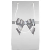 Romantic Silver Ribbon & Gem Bow Klein Cadeauzakje (Voorkant)