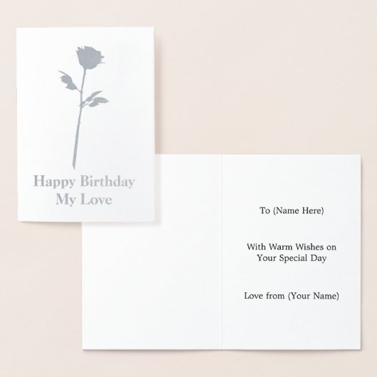 Romantic Silver Roos met eigen bericht - Aangepast Folie Kaarten (Display)