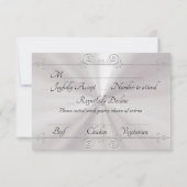 Romantic Silver Scroll Heart on Emerald RSVP Kaartje (Achterkant)