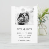 Romantic Simple Black&White-foto Opslaan datum Save The Date (Staand voorkant)