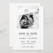 Romantic Simple Black&White-foto Opslaan datum Save The Date (Voorkant / Achterkant)