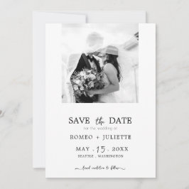 Romantic Simple Black&White-foto Opslaan datum Save The Date