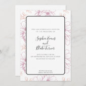 Romantic Simple Mauve Line Drawn Flowers Wedding Kaart (Voorkant / Achterkant)