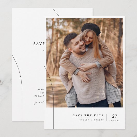 Romantic Simple Typography Photo Wedding Kaart (Voorkant / Achterkant)