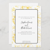 Romantic Simple Yellow Line Drawn Flowers Wedding Kaart (Voorkant / Achterkant)