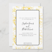 Romantic Simple Yellow Line Drawn Flowers Wedding