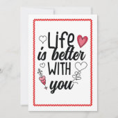 Romantic Sketch Hand Drawn Valentine Card Red  Feestdagenkaart (Voorkant)