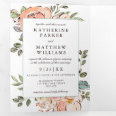 Romantic Sketchbook Florals All-in-One Wedding Drieluik Uitnodiging (Binnenzijde eerst)