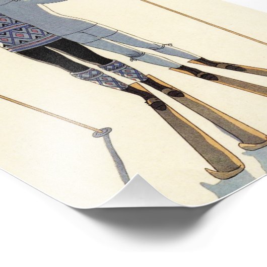 Romantic Skiing Couple Foto Afdruk (Hoek)