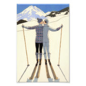 Romantic Skiing Couple Foto Afdruk (Voorkant)