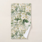 Romantic Smooth White Flowers en Green Leaves Bad Handdoek (Handdoek)
