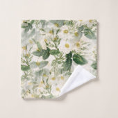Romantic Smooth White Flowers en Green Leaves Bad Handdoek (Wasdoekje)